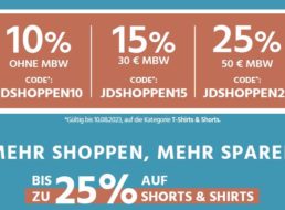 Jeans Direct: Bis zu 25 Prozent Rabatt auf Shirts und Shorts