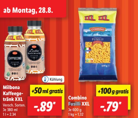 Lidl: XXL-Woche mit Nudeln zum Pfundpreis von 66 Cent