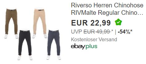 Riverso: Chinos für 22,99 Euro frei Haus, 2 Jeans für 39,08 Euro