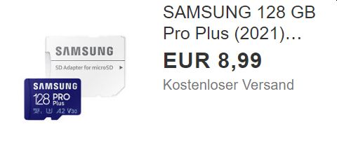 Ebay: Samsung Pro Plus SDXC mit 128 GByte für 8,99 Euro