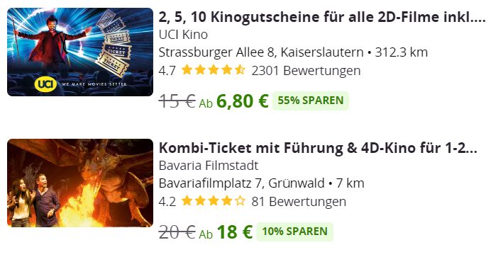 Groupon: UCI-Kinotickets ab 6,80 Euro pro Film