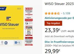 Amazon: Wiso Steuer 2023 zum Bestpreis von 23,39 Euro