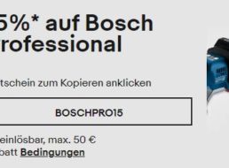 Ebay: 15 Prozent Rabatt auf „Bosch Professional“