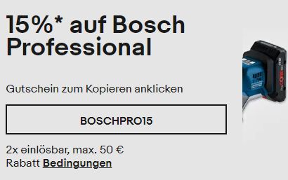 Ebay: 15 Prozent Rabatt auf "Bosch Professional"