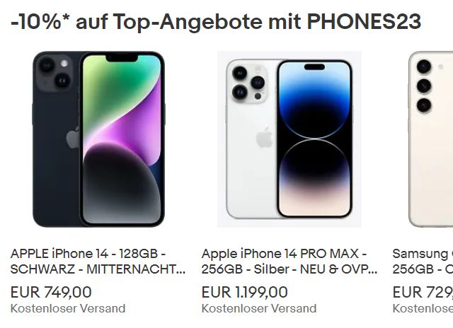 Ebay: Smartphones und Zubehör mit zehn Prozent Rabatt