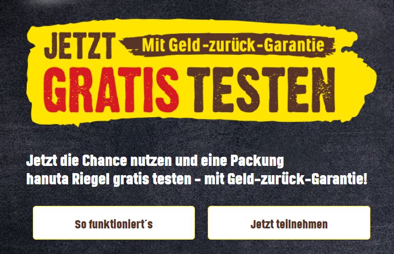 Gratis: Hanuta-Riegel via Cashback zum Nulltarif