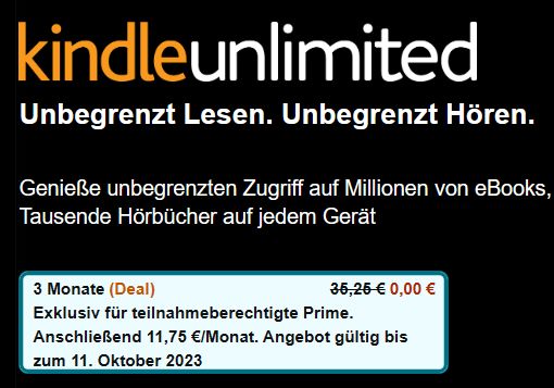 🔖  kindle unlimited: 3 Monate gratis testen