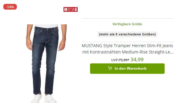 Outlet46: Mustang-Jeans für 34,99 Euro frei Haus