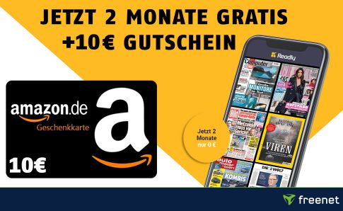 Gratis: Amazon-Gutschein über 10 Euro zu kostenlosen Readly-Flat