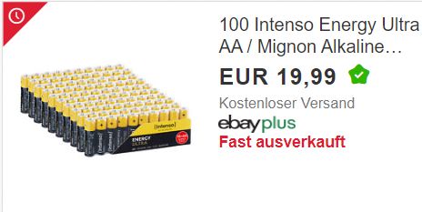 Ebay: 100er-Pack Intenso-Batterien für 19,99 Euro