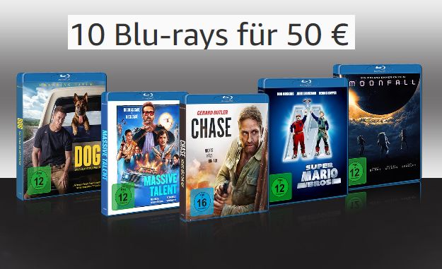 Amazon: Zehn Blu-rays nach Wahl für 50 Euro