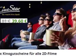 Groupon: Sechs Cinestar-Kinogutscheine für 39,60 Euro