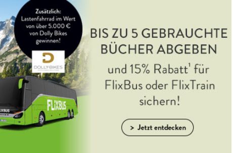 Gratis: Flixbus-Gutschein gegen Bücherspende bei Hugendubel