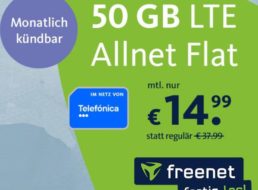 Freenet: Monatlich kündbare Datenflat mit 50 GByte LTE für 14,99 Euro