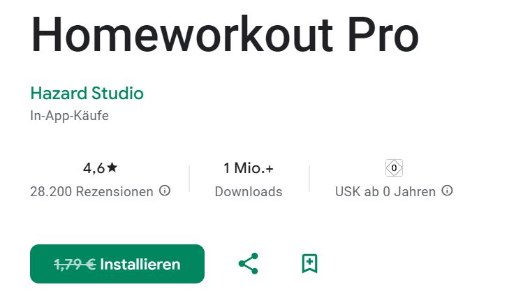 Gratis: App "Homeworkout Pro" für kurze Zeit zum Nulltarif