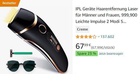 Amazon: Haarentfernungsgerät für 25,15 statt 67,99 Euro