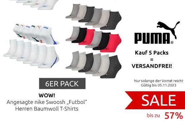 Outlet46: Secherpack Puma-Socken für 6,66 Euro