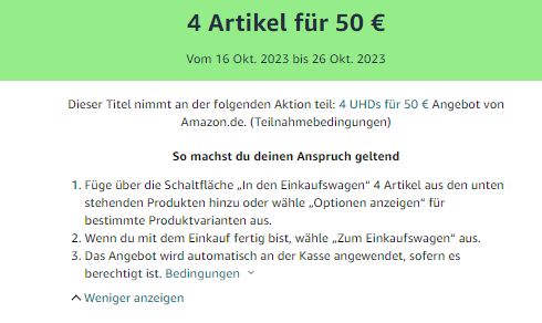 Amazon: Vier UHD-Filme für zusammen 50 Euro