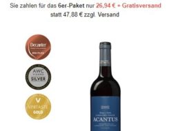 Weinboerse: 6er-Paket Acantus für 26,94 Euro frei Haus