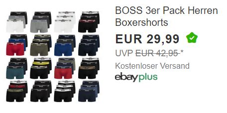 Boss: Dreierpack Boxershorts für 29,99 Euro