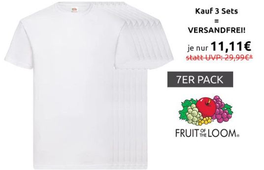 Fruit of the Loom: 7er-Pack Shirts in M für 11,11 Euro