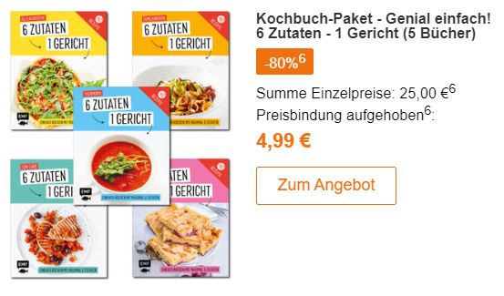 Terrashop: 5 Kochbücher für zusammen 4,99 Euro