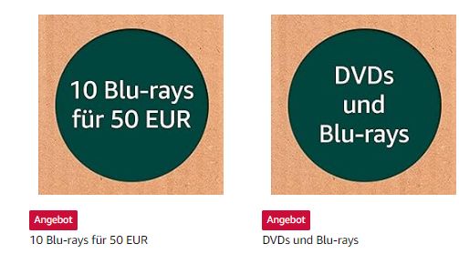 Amazon: 10 Blu-rays nach Wahl für 50 Euro