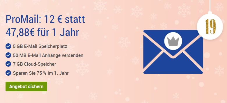 GMX: Postfach-Upgrade auf ProMail für 1 Euro/Monat