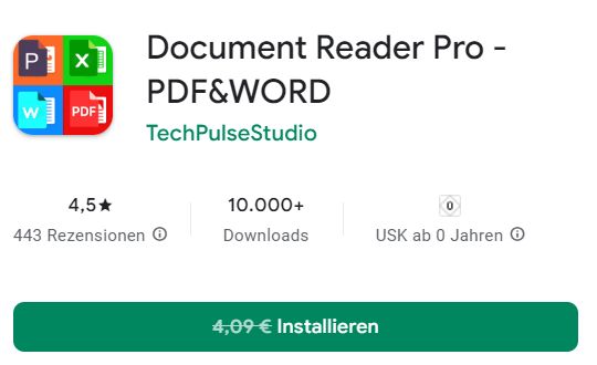 Gratis: App "Document Reader Pro" zum Nulltarif