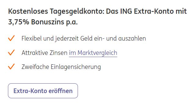 ING-Diba: 3,75 Prozent Zinsen aufs Tagesgeld für 6 Monate