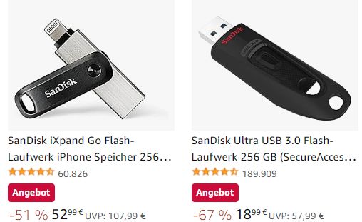 Amazon: USB-Sticks von Sandisk und Western Digital mit Rabatt