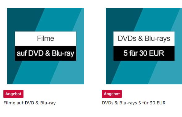 Amazon: Fünf Blu-rays nach Wahl für 30 Euro