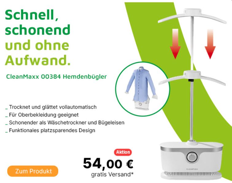 Völkner: Hemdenbügler von Cleanmaxx für 54 Euro frei Haus