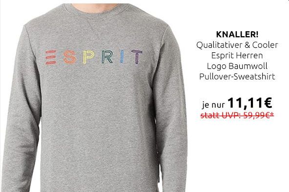 Esprit: Sale bei Outlet46 mit Pullis für 11,11 Euro