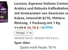 Lavazza-Kaffe: Im Amazon-Sparabo ab 9,89 Euro