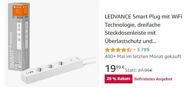 LEDvance: Smarte Steckdosenleiste mit vier USB-Ports für 19,99 Euro
