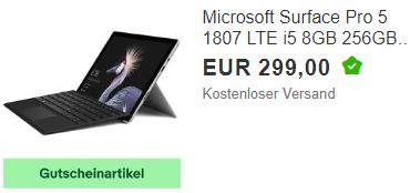 Ebay: Microsoft Surface Pro 5 als B-Ware für 269,10 Euro