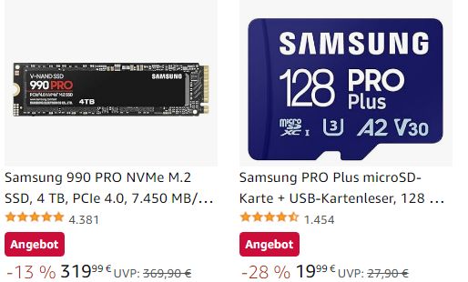 Amazon: MicroSD von Samsung mit USB-Kartenleser für 19,99 Euro