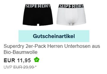 Superdry: Boxershorts aus Bio-Baumwolle im Doppelpack für 9,56 Euro