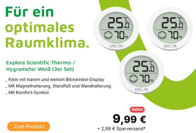 Völkner: Dreierpack Thermometer / Hygrometer für 12,98 Euro frei Haus