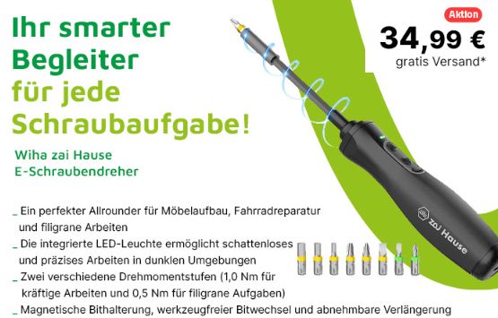 Völkner: Elektrischer Schraubendreher von Wiha für 34,99 Euro frei Haus