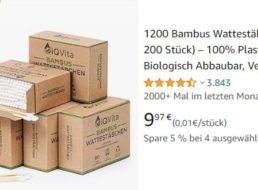 Amazon: 1200er-Pack Bambus-Wattestäbchen für 9,97 Euro