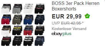 Boss: Boxershorts im Dreierpack für 29,99 Euro frei Haus