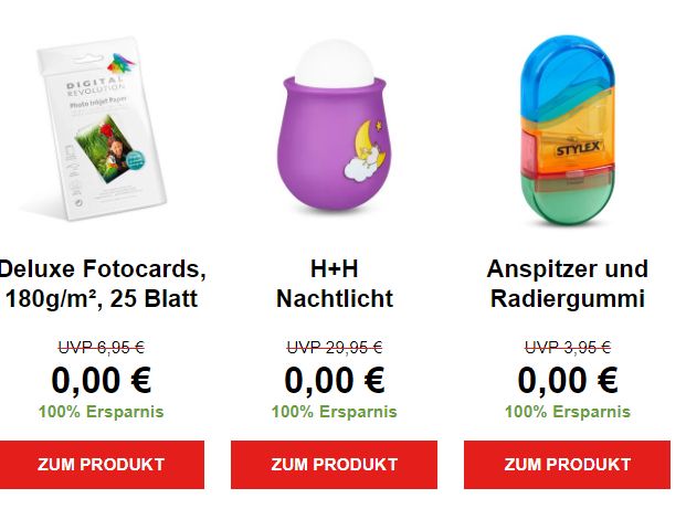 Gratis: 10 Artikel für 0 Euro bei Druckerzubehoer.de