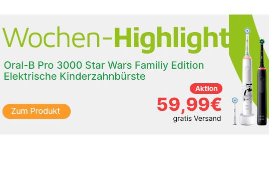 Braun: Oral-B Pro 3000 Star Wars Familiy Edition für 59,99 Euro frei Haus