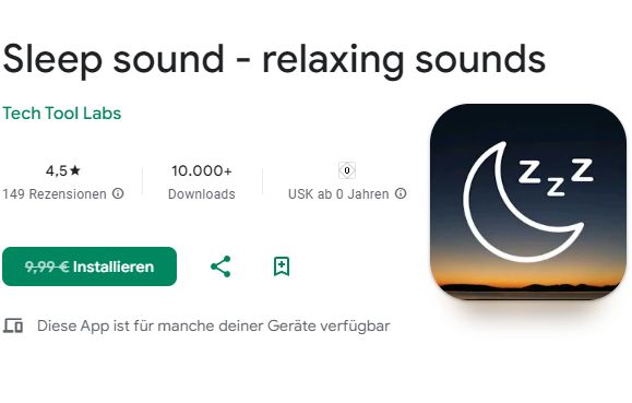 Gratis: App ""Sleep sound" für 0 statt 9,99 Euro