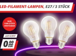 Druckerzubehoer.de: 3er-Pack LED-Filament-Lampen für 0 Euro