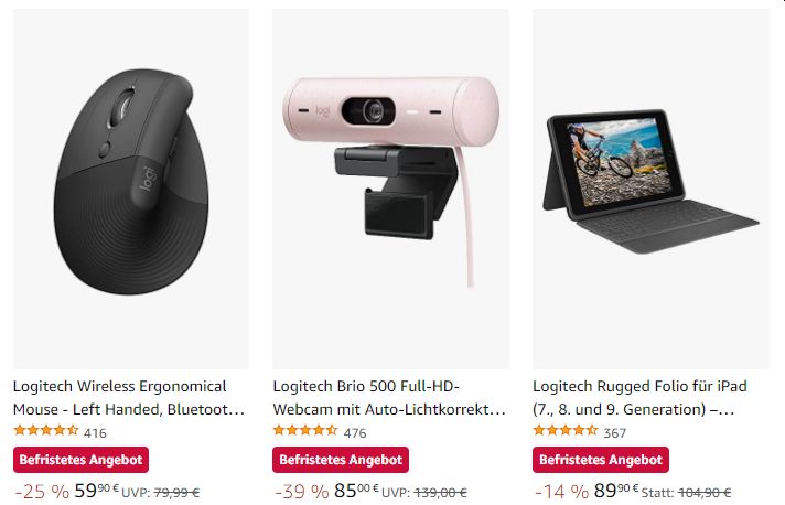 Logitech: Sale bei Amazon mit Zubehör ab 6,99 Euro