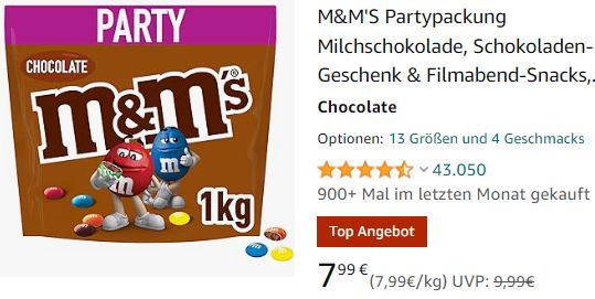 Amazon: Kilopackung "M&M's" ab 6,79 Euro