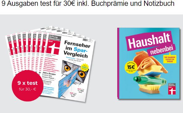 "test": 9 Ausgaben für 30 Euro mit Sachbuch und Notizbuch